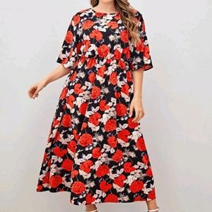 NEW Plus Floral Print A-line Dress